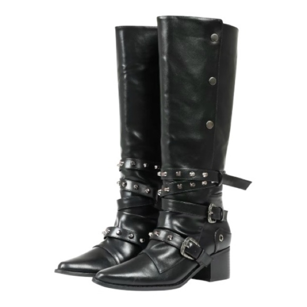 BNEW Black Studded Knee-High Boots